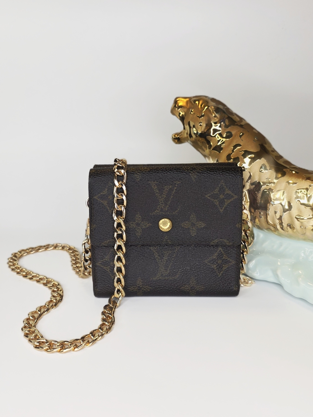 Louis Vuitton Monogram Compact Fold Wallet✨️ Authentic! W/ Chain Strap